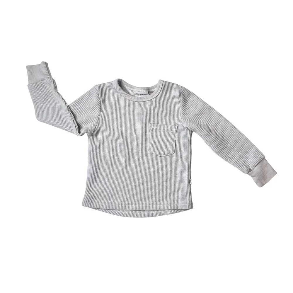 Little Bum Bums Bamboo Gray Waffle Knit‎ Top 12-18 months Long Sleeves Babycore